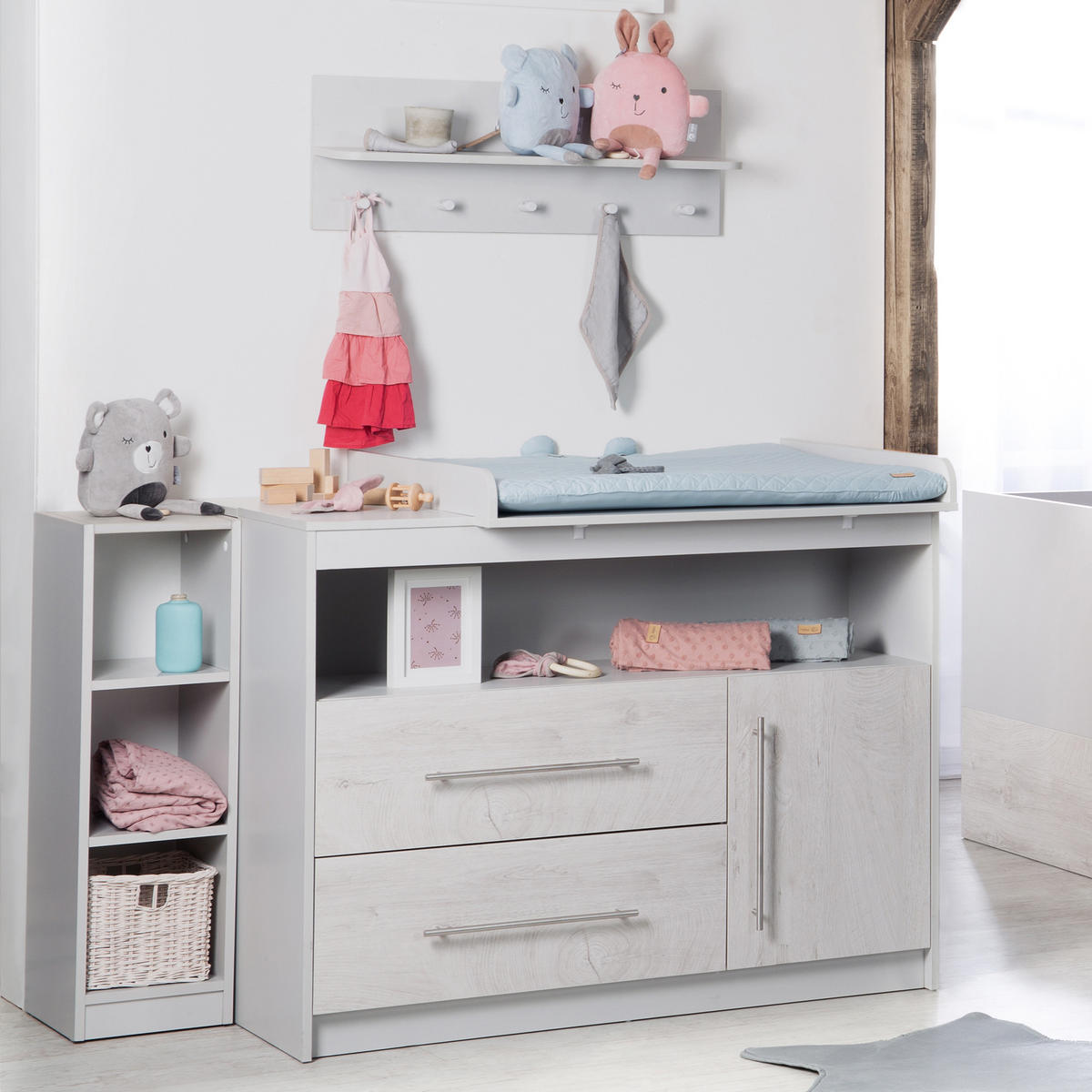 WICKELKOMMODE Maren 2 - Grau, Holzwerkstoff/Metall (117/98/75cm) - Roba