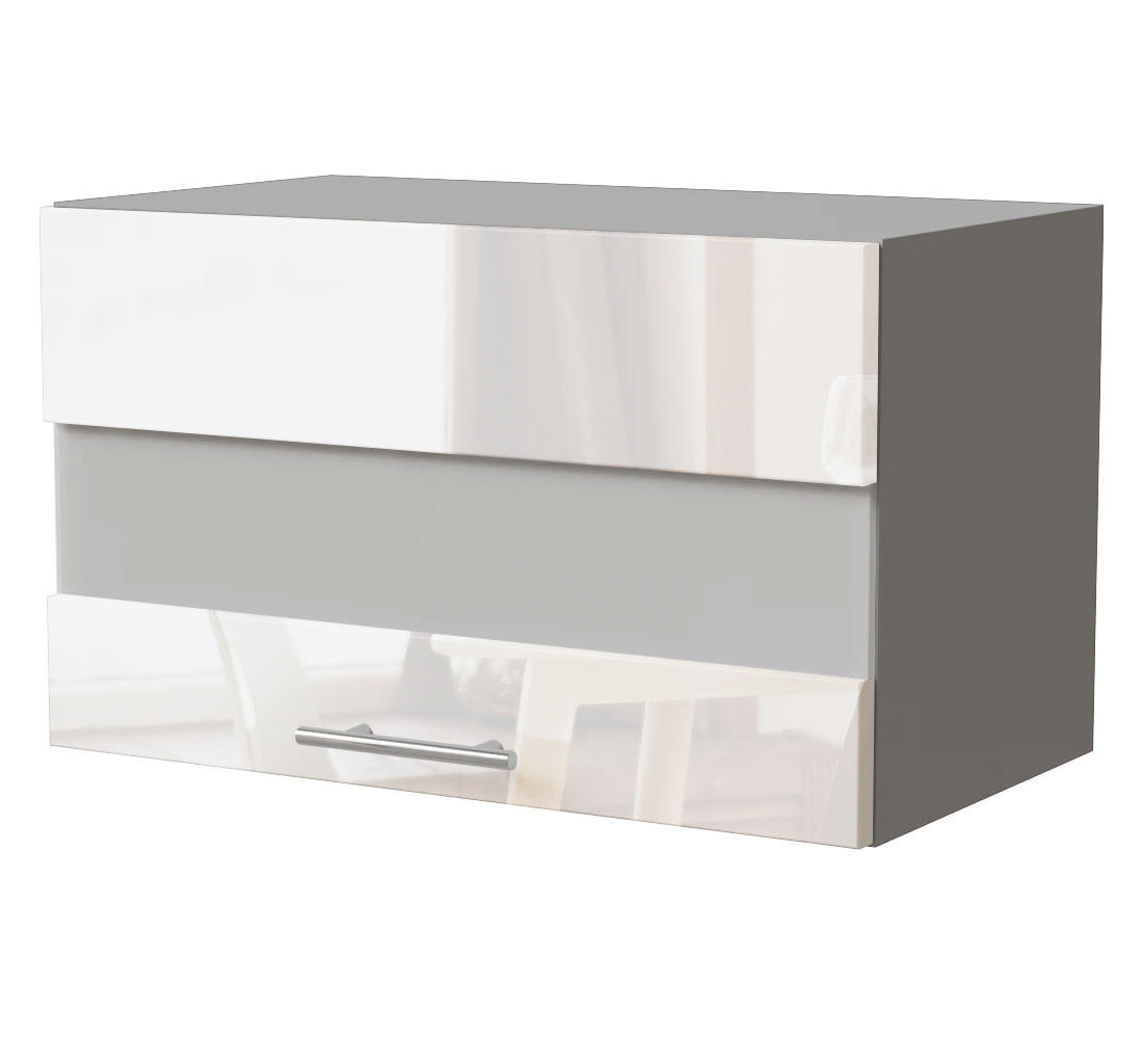 Feldmann-Wohnen Klapphängeschrank Weiß Hochglanz, Grau 60x36x32.5 cm