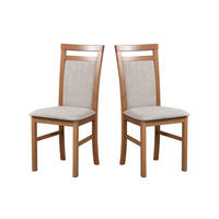STUHL 2er Set MILANO 5 Hell nussbaum, soro 23 - Hellbraun/Cappuccino, Holz (43/93/40cm) - Leaf Design