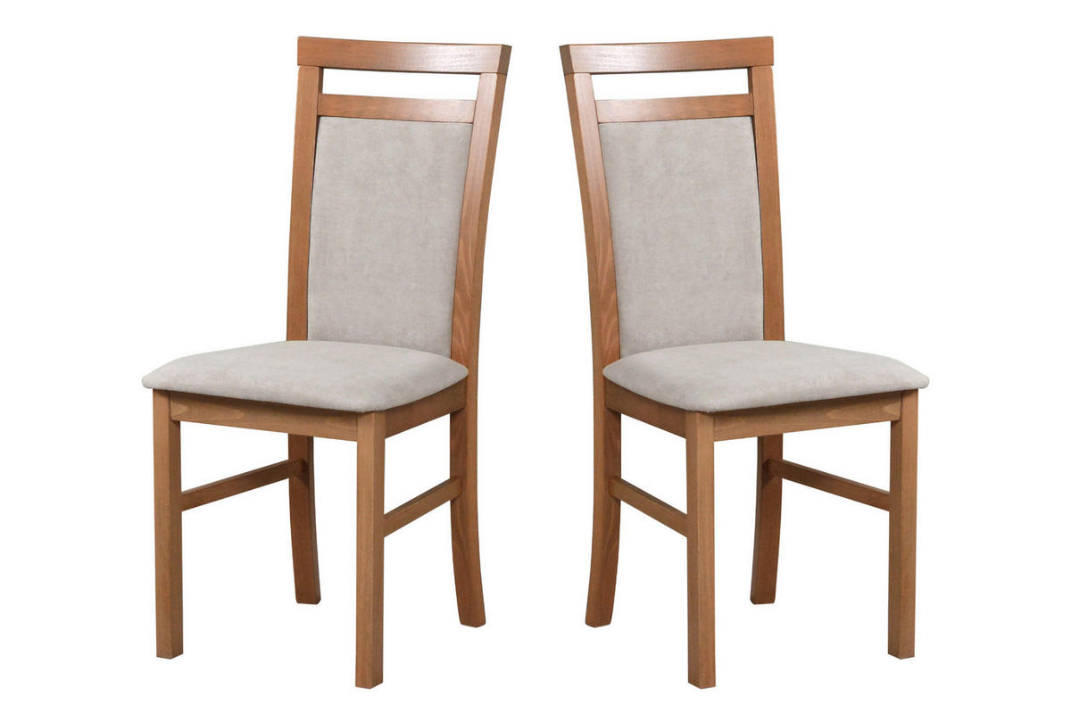STUHL 2er Set MILANO 5 Hell nussbaum, soro 23 - Hellbraun/Cappuccino, Holz (43/93/40cm) - Leaf Design