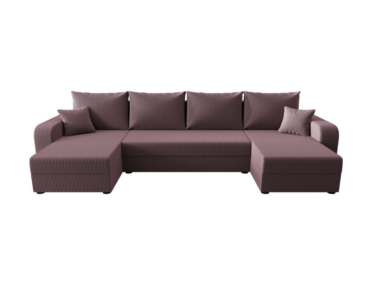 WOHNLANDSCHAFT HEWLET U BIS Zoom 17 mit Schlaffunktion - Dunkelrosa, Textil (305/90/140cm) - Bedante