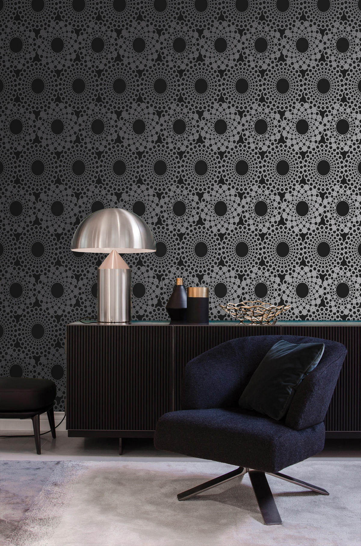 TAPETE grafische Form 53 cm x 10.05 m - Schwarz, Papier (53/1000cm) - Origin Wallcoverings