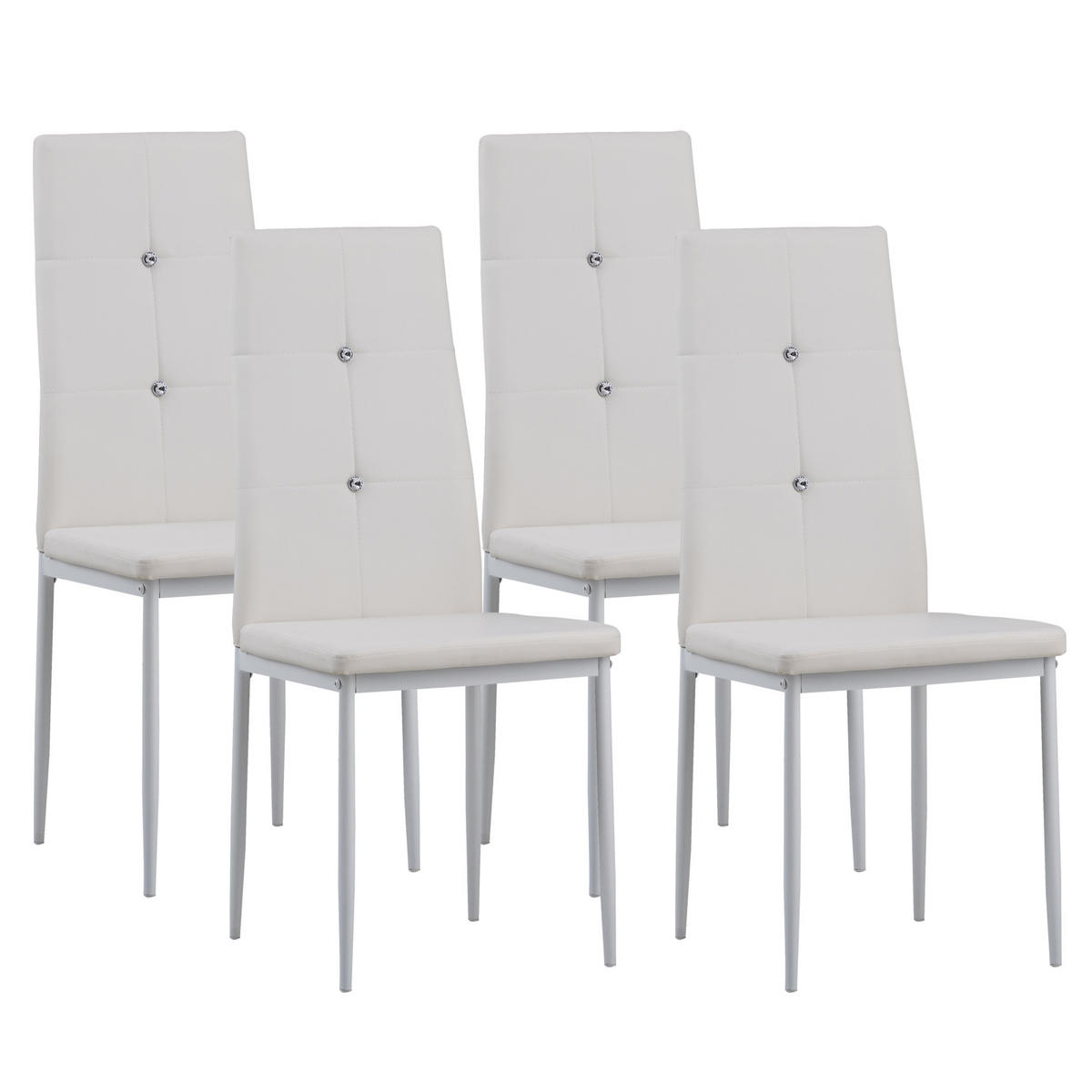 STUHL DIAMOND Lederimitat Metallbeine 4er Set Weiss - Weiß, Kunststoff/Metall (42/98/40cm) - Albatros