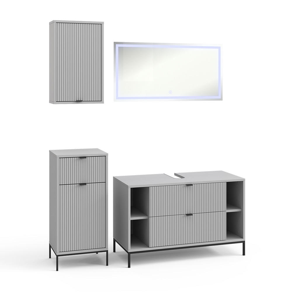 BADMÖBEL-SET Eliza Grau 4 Teile - Grau, Holzwerkstoff (100/63/45.1cm) - Vicco