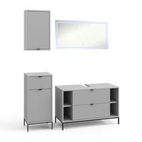 BADMÖBEL-SET Eliza Grau 4 Teile - Grau, Holzwerkstoff (100/63/45.1cm) - Vicco