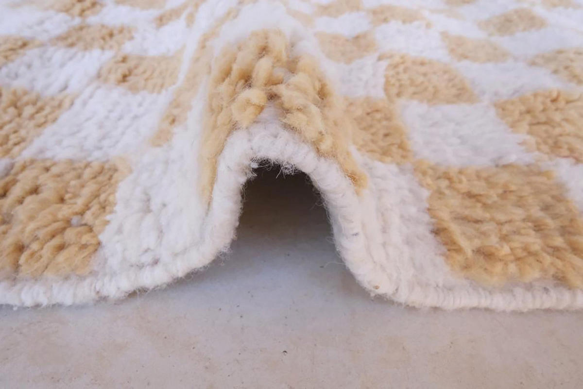 BERBERTEPPICH mit Karomuster aus Wolle beige - Beige, Naturmaterialien (164/251cm) - AFK Living