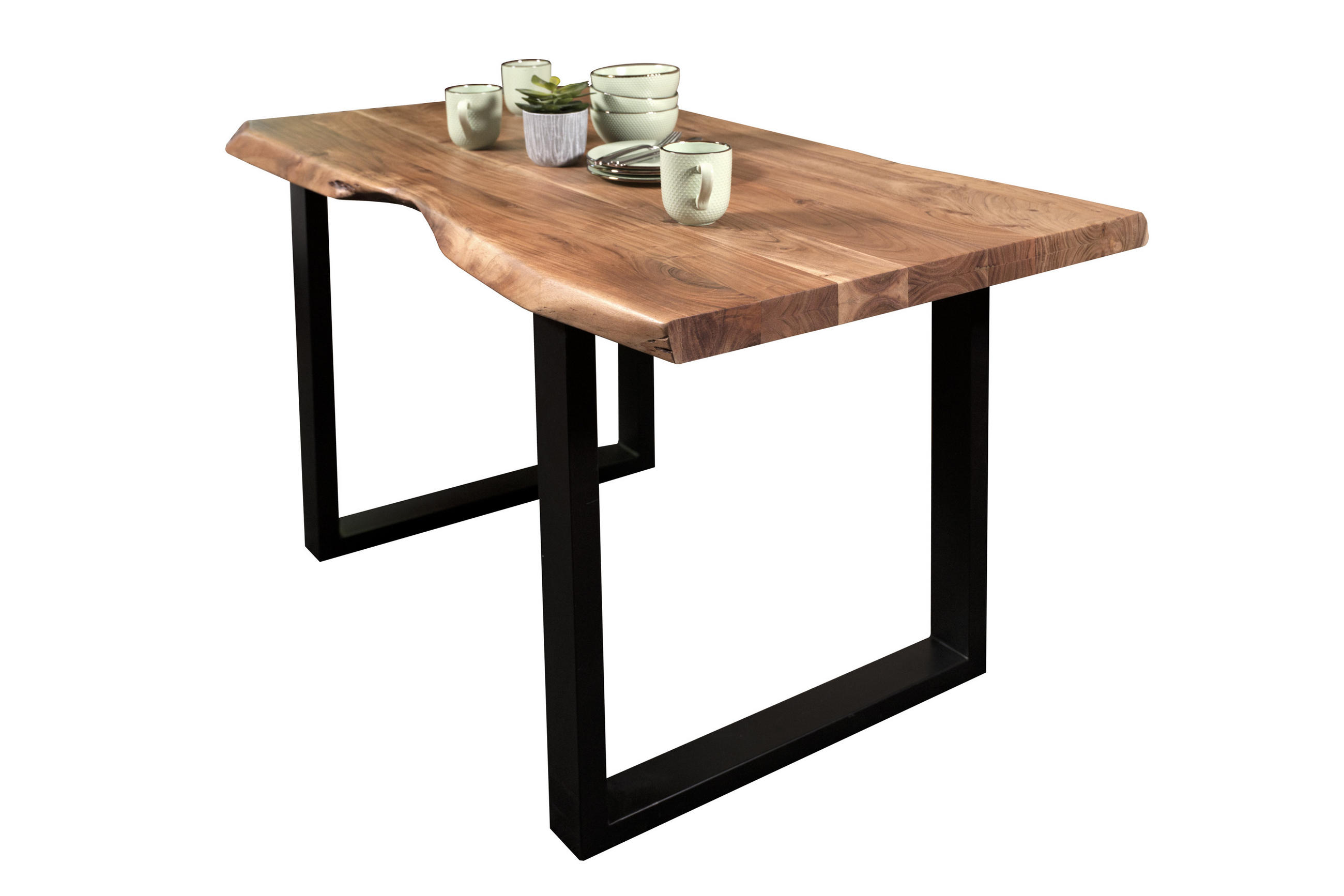 ESSTISCH CALI - Beige/Schwarz, Holz/Metall (80/120/77cm) - SAM