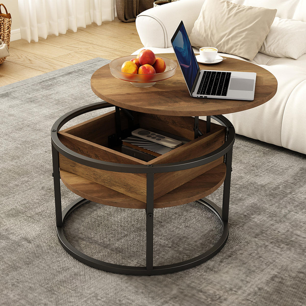 COUCHTISCH Marlo Holz 57 x 57 cm - Schwarz/Sonoma Eiche, Holzwerkstoff (57/57/47.5cm) - Vicco