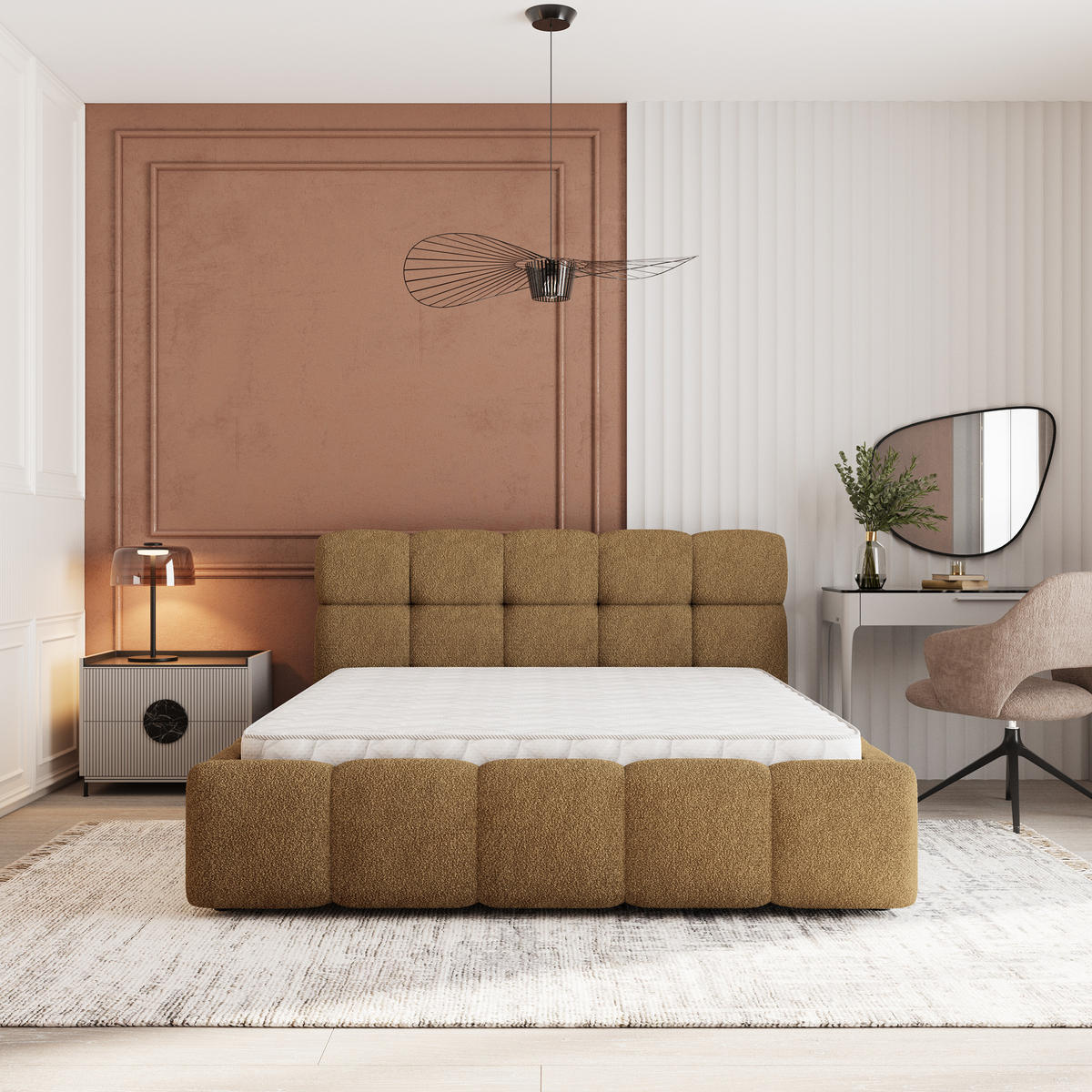 POLSTERBETT FARU Q 180x200 cm mit Bettkästen - Orange - Orange, Holz (180/200cm) - MASSENO