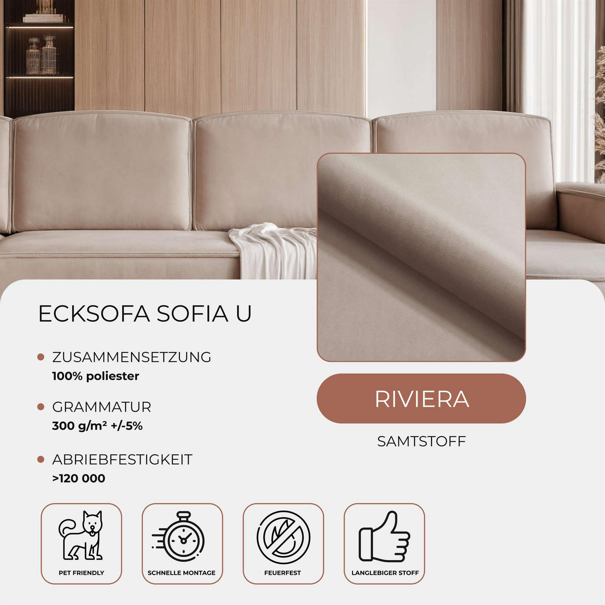 WOHNLANDSCHAFT U-Form mit Schlaffunktion, Braun - Braun, Textil (316/88/157cm) - Idohome