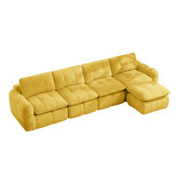 ECKSOFA DE-34464 4-Sitzer L-Form mit Ottoman Gelb - Gelb, Textil (160/334cm) - ComfortXL