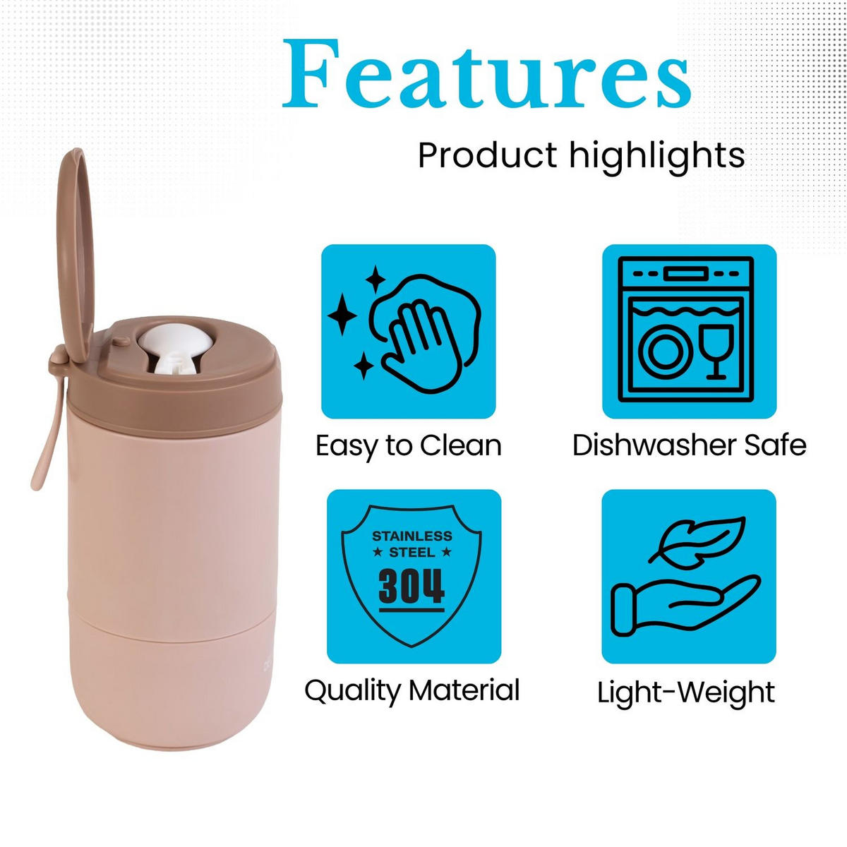 THERMO LUNCH BEHÄLTER 270/370 ml - Rosa, Metall (0.37L) - Intirilife