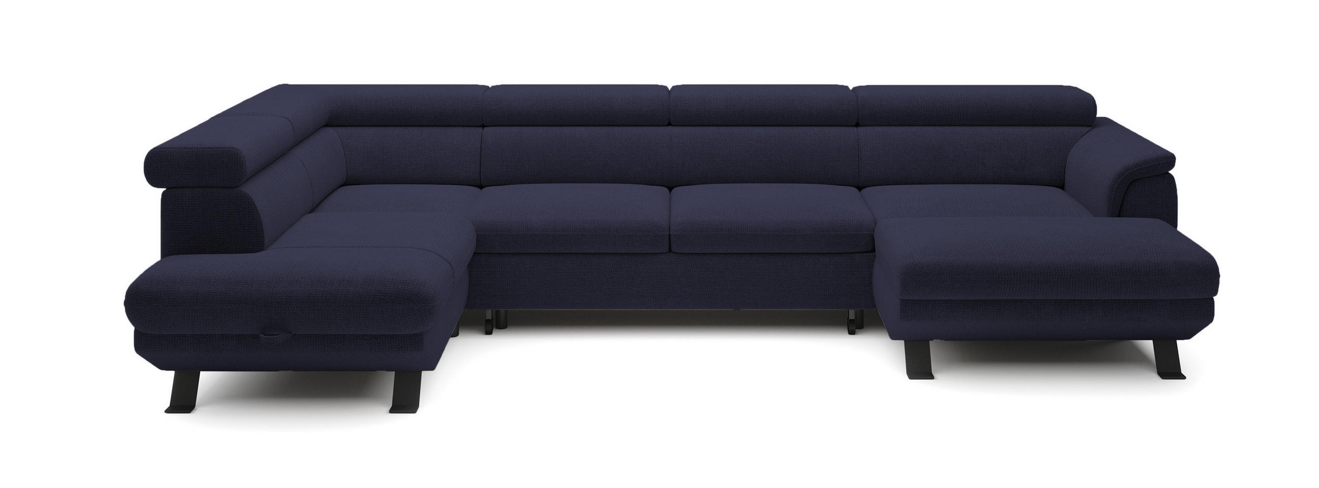 ECKSCHLAFSOFA Raven XL, Verstellbaren Kopfstützen, Bettkasten, Großes Sofa 334x198x162cm Linke, Meer - Pastellblau, Holz/Textil (198/334cm) - DomoHome