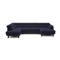 ECKSCHLAFSOFA Raven XL, Verstellbaren Kopfstützen, Bettkasten, Großes Sofa 334x198x162cm Linke, Meer - Pastellblau, Holz/Textil (198/334cm) - DomoHome