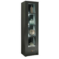 VITRINE grün Landhaus 50 x 197 cm, Vitrinenschrank für Wohn- und Esszimmer - Chromfarben/Schwarz, Glas/Holz (50/197/43cm) - Furn.Design