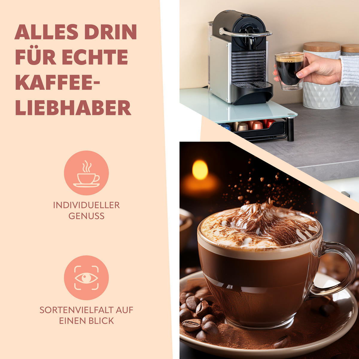 KAFFEEKAPSEL-BOX, für Nespresso, weiß - Weiß, Metall (31/7/40.5cm) - bremermann