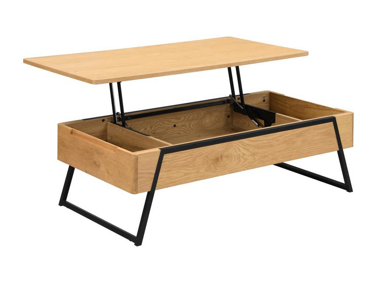 COUCHTISCH mit klappbarer Platte – Eichenfurnier – Natur – EBENORA - Naturfarben, Holz (120/60/61cm) - Vente-Unique