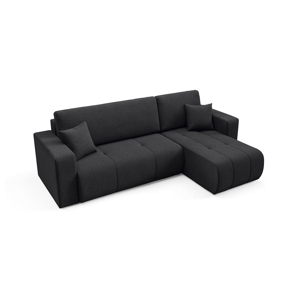 ECKSOFA Vasco 3 Sitzplätze Schwarz - Schwarz, Holz (247/145cm) - Petits-meubles