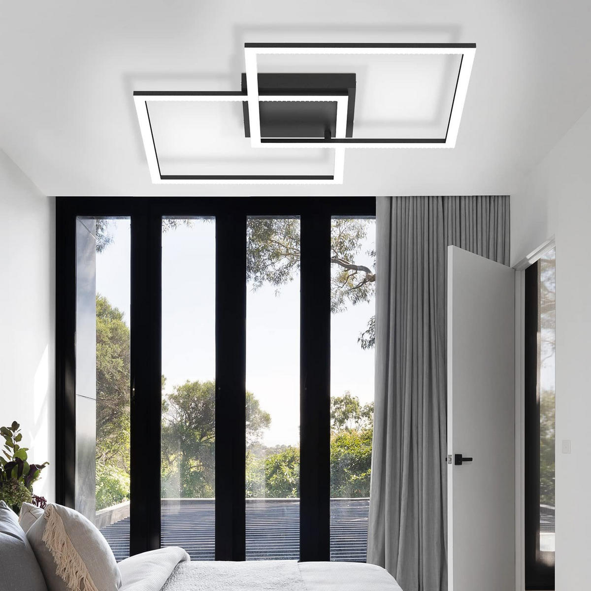 LED-DECKENLEUCHTE Friedhelm 54/54/7.5 cm - Schwarz, Metall (54/54/7.5cm) - ZMH