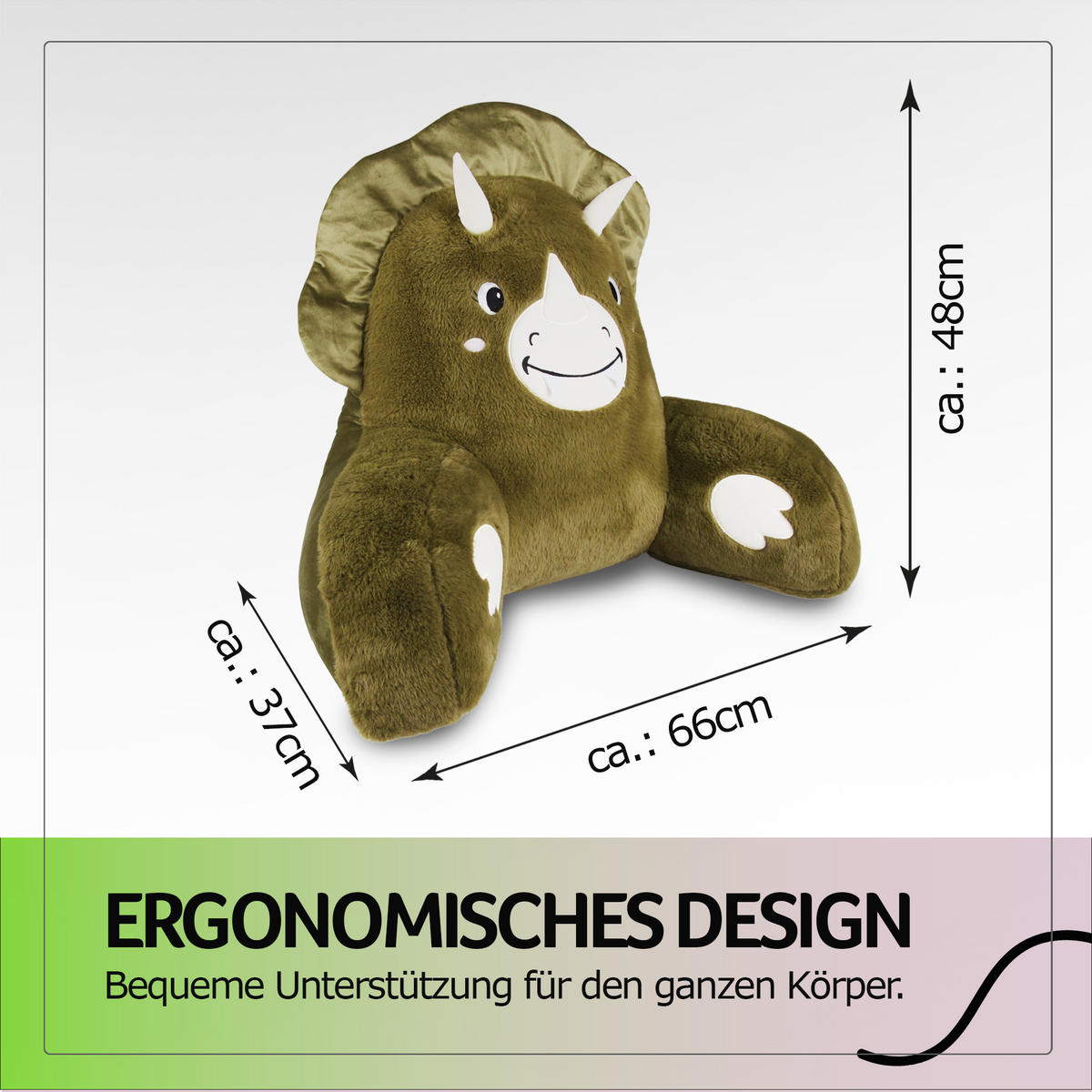BETTSITZKISSEN mit Armlehnen 66×37×48 cm Dino - Dunkelgrün, Textil (37/66/48cm) - Bestlivings