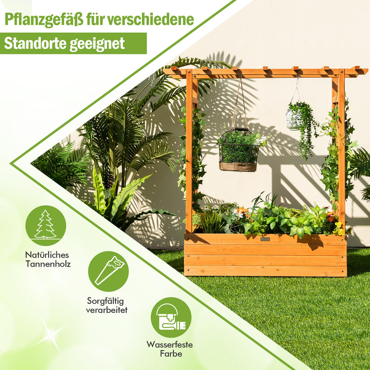 HOCHBEET mit hängendem Dach Orange - Orange, Holz (44/114/100cm) - COSTWAY