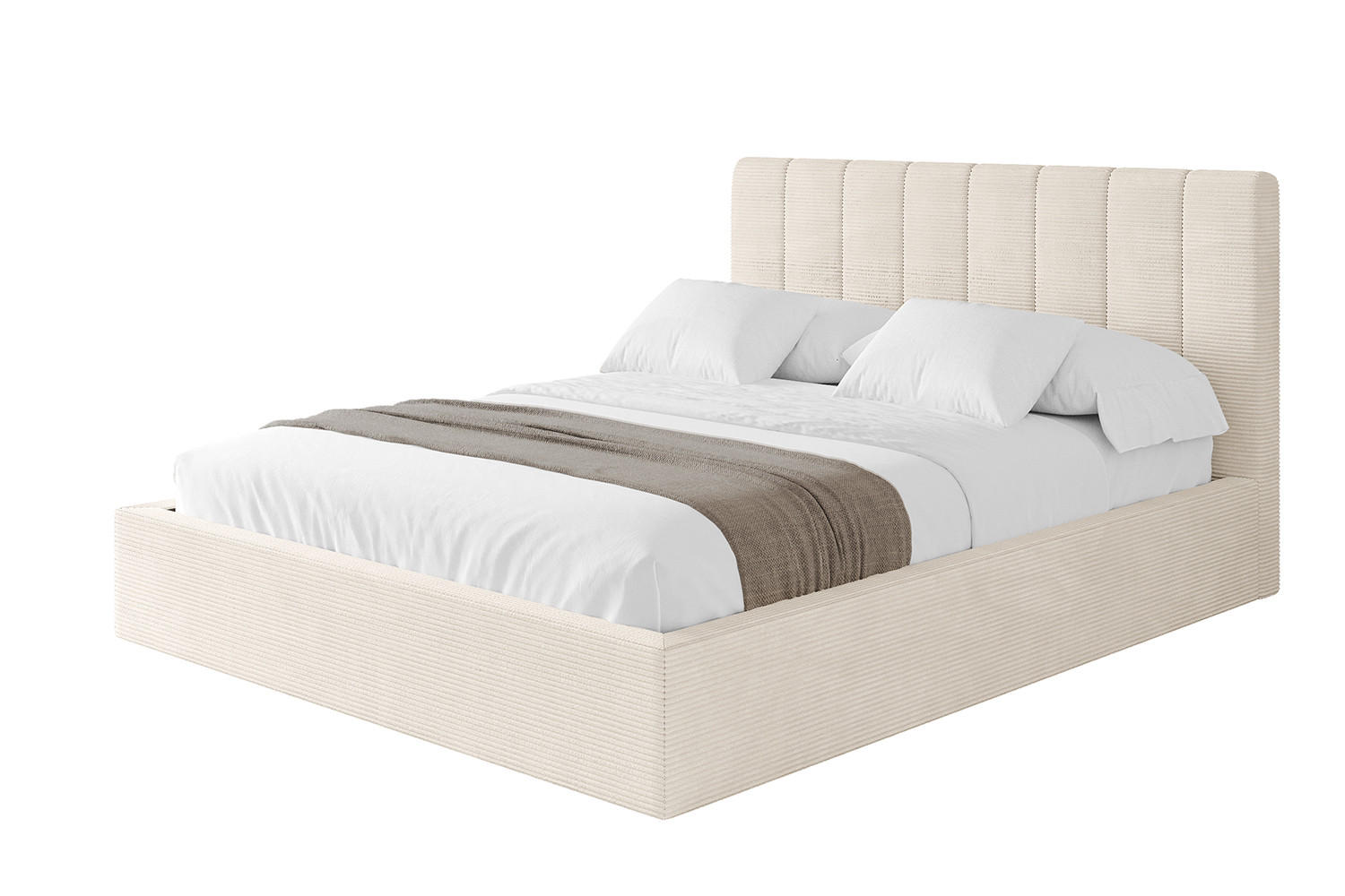 POLSTERBETT mit Bettkasten und Lattenrost, Boxbett ohne Matratze - STERA 160x200 Beige - Sandfarben, Holzwerkstoff/Textil (160/200cm) - ALTDECOR