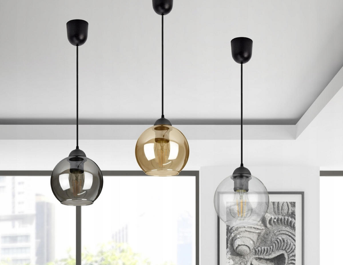 PENDELLEUCHTE Hagen - Transparent/Schwarz, Glas/Metall (14/14/70cm) - kiki design