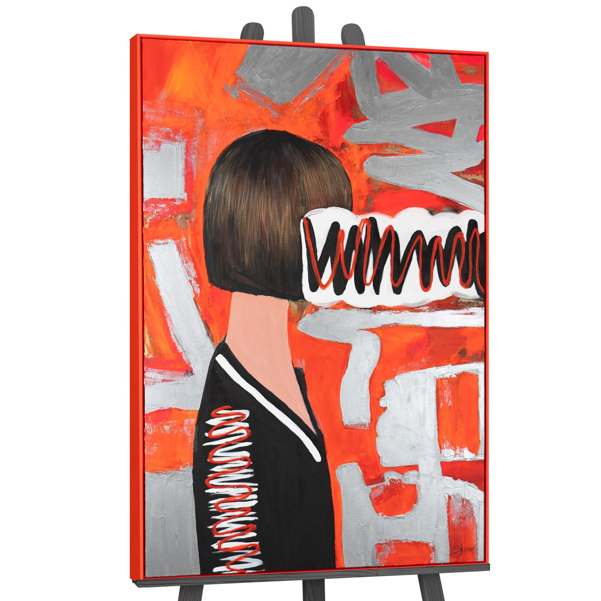 GEMÄLDE Abstrakte Emotion Schattenfugenrahmen Rot 120x80 cm - Rot, Holz (120/80cm) - YS-art gallery