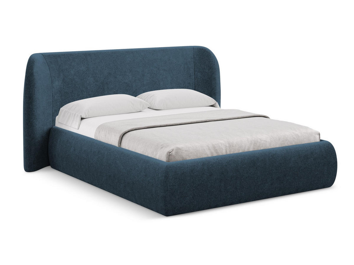POLSTERBETT mit Bettkasten und Lattenrost 210x215 Blau - Blau/Schwarz, Kunststoff/Textil (160/200cm) - Makamii