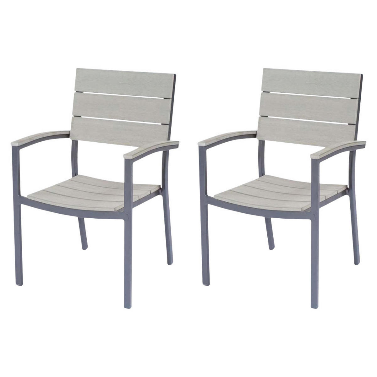 GARTENSTUHL 2er Set Mira Stapelstuhl - Anthrazit, Kunststoff (55/88/57cm) - DELUKE