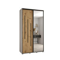 SCHWEBETÜRENSCHRANK 235,2/130/45 2-türig - Schwarz/Eiche Artisan, Holz/Metall (130/235/45cm) - Abiks Möbel