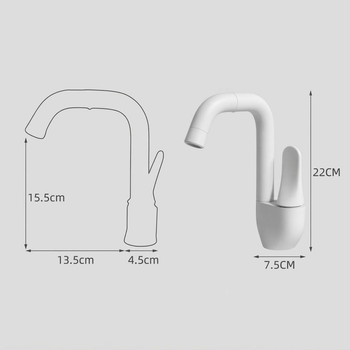 BADEZIMMERARMATUR, 22 x 7,5 cm, weiß - Weiß, Metall (25/7/19cm) - Vallsero