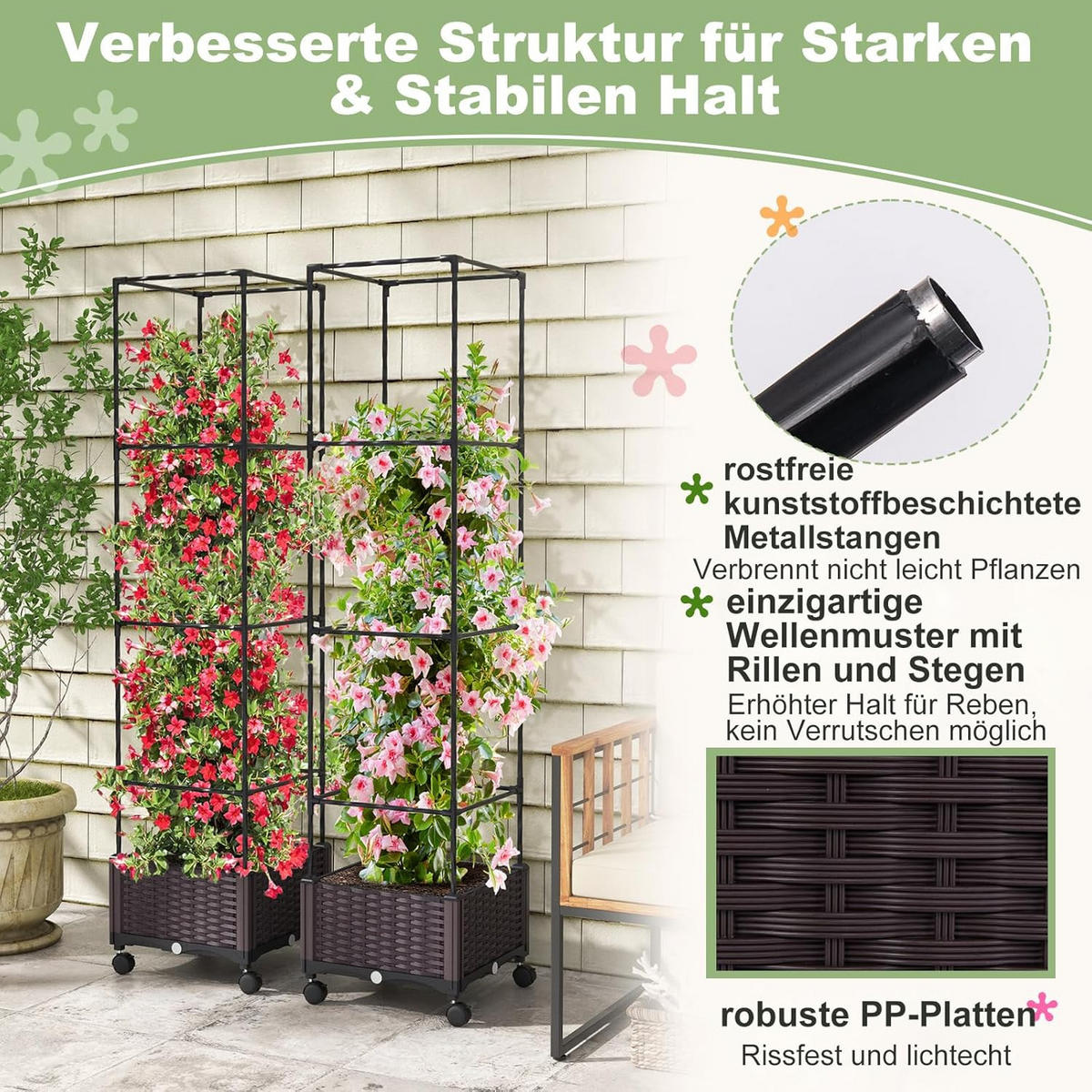 PFLANZKASTEN Schwarz - Schwarz, Kunststoff (170cm) - COSTWAY