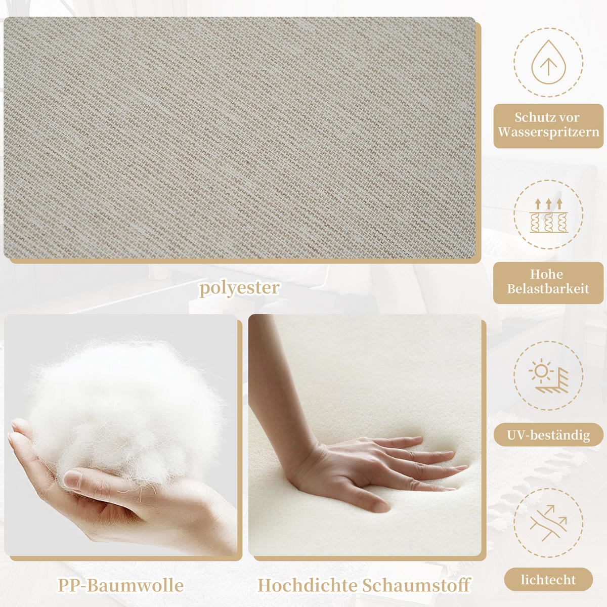 GARTENMÖBEL-SET, 2 Relaxbetten, Kippfunktion bis 55°, Beige - Beige, Textil - FLIEKS