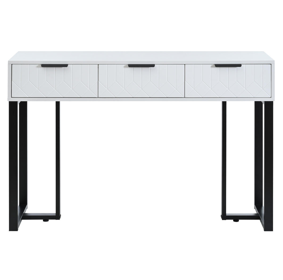 KONSOLENTISCH aus MDF 120x36x80 cm Schwarz/Weiß mit 2 Schubladen, goldfarbenem Metallgestell und verstellbaren Fußpolstern - Schwarz, Holzwerkstoff (36/120/80cm) - Modfu