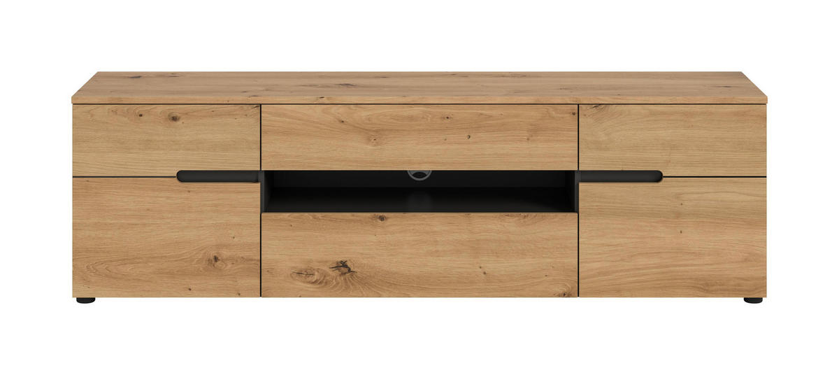 TV Lowboard CANU (B/H/T: ca. 184/55/44 cm) in Basalt grau/Artisan Nachbildung - Grau, Holzwerkstoff (184/55/44cm)