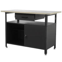 WERKBANK Werkstatt ERWA 85x120x60cm Schwarz - Schwarz, Metall (120/85/60cm) - DELUKE
