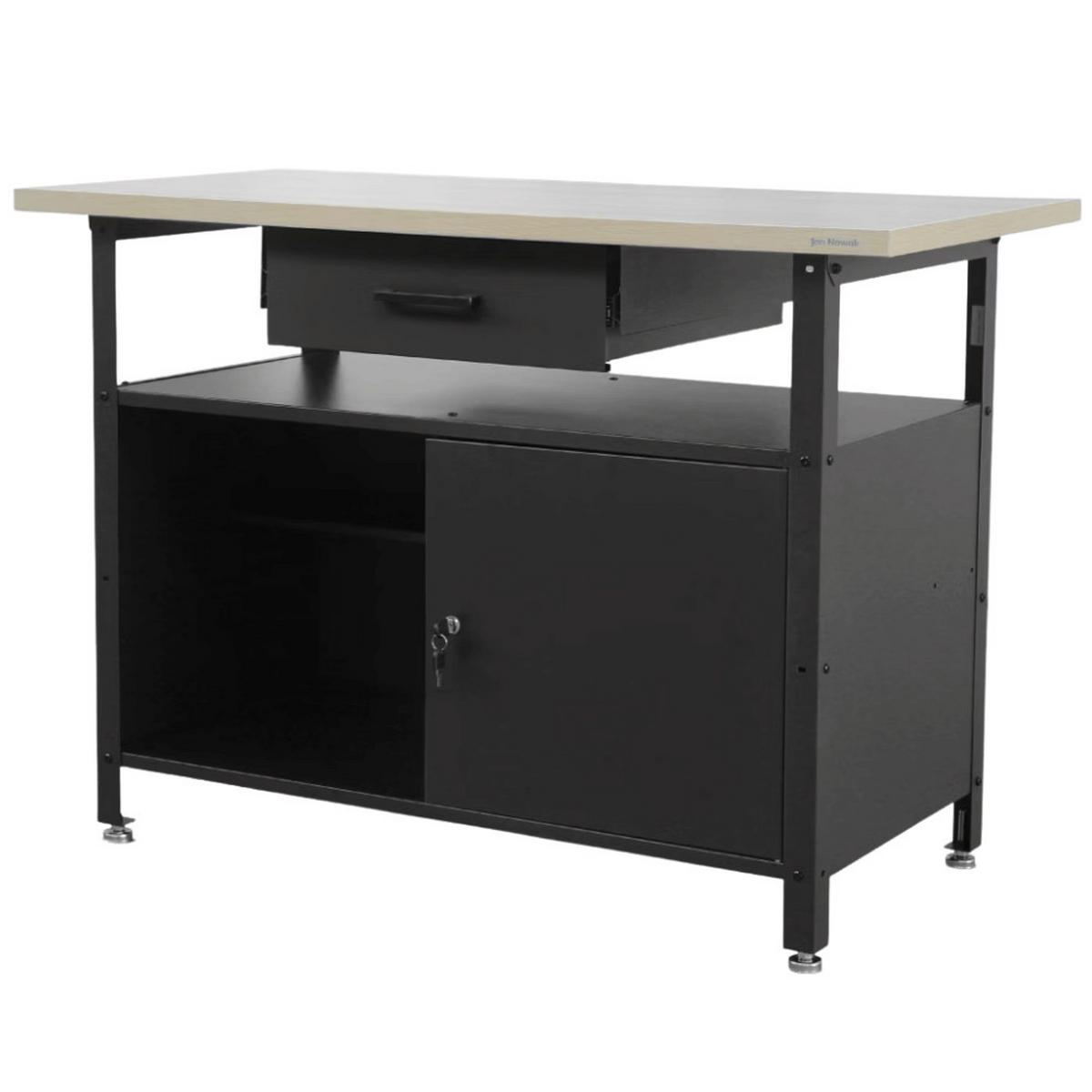 WERKBANK Werkstatt ERWA 85x120x60cm Schwarz - Schwarz, Metall (120/85/60cm) - DELUKE