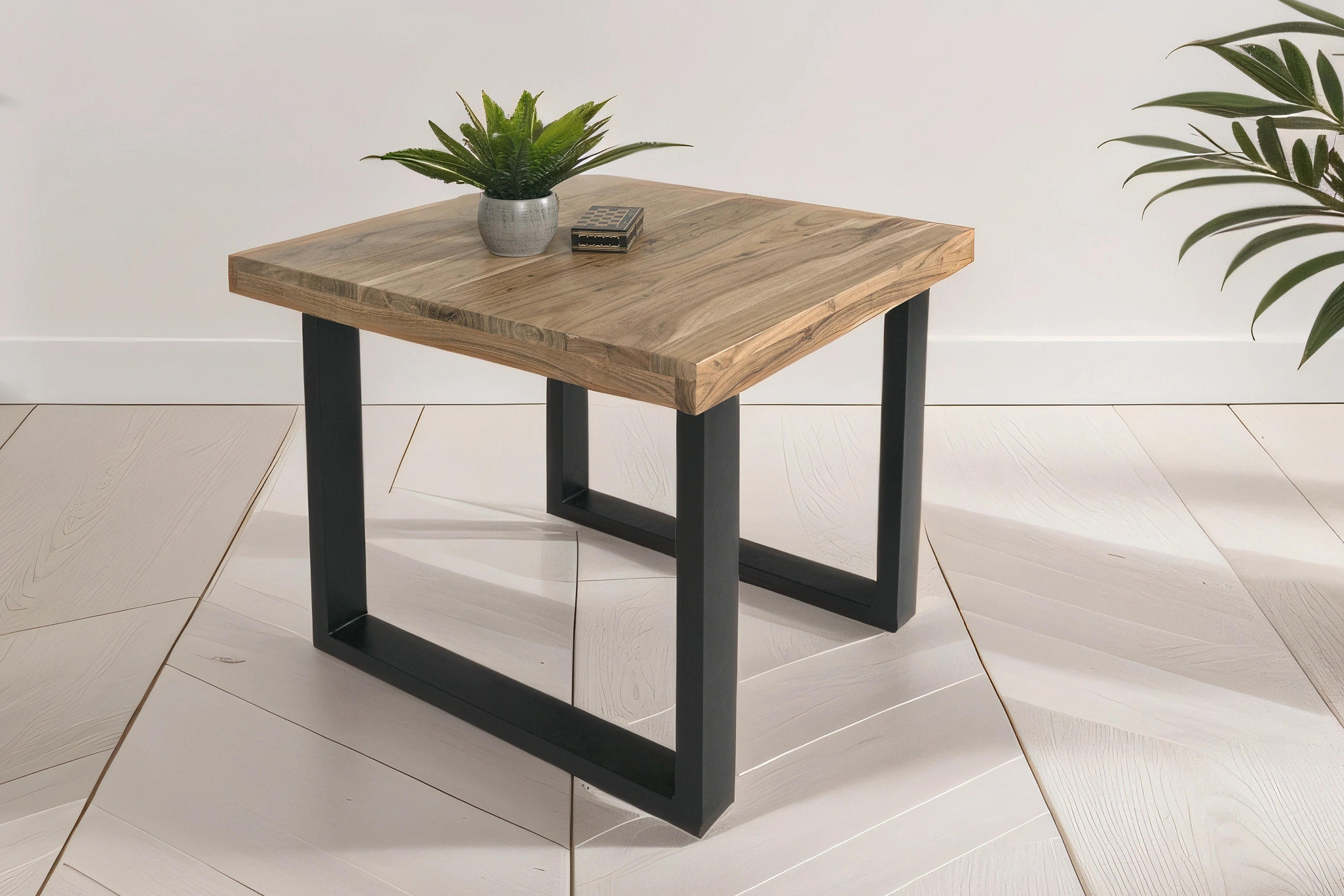 ESSTISCH RIO - Beige/Schwarz, Holz/Metall (90/90/77cm) - SAM