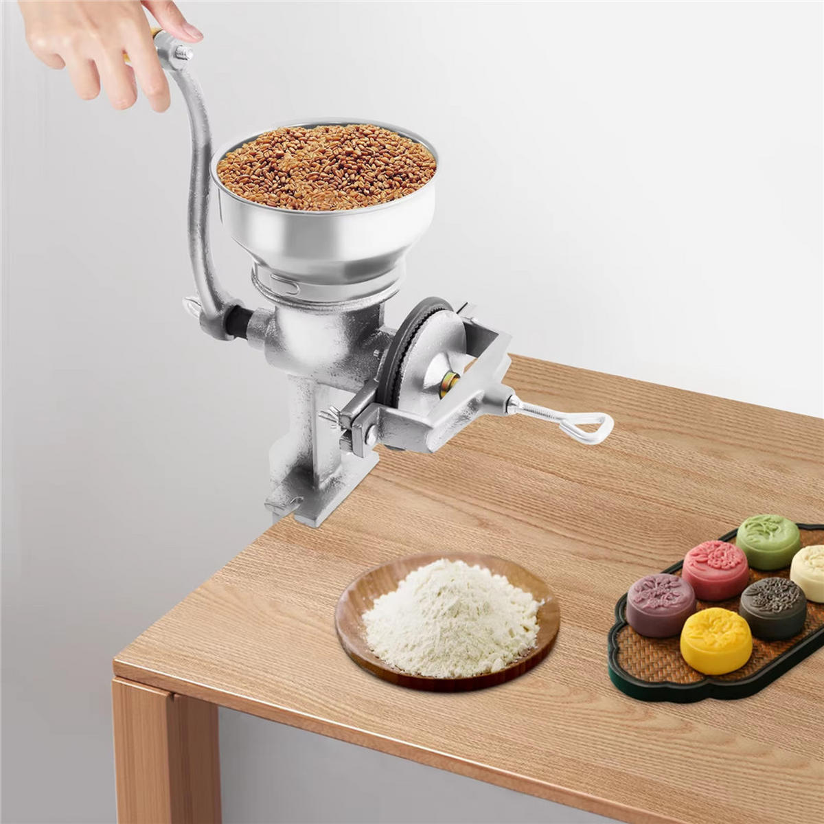GETREIDEMÜHLE Manuell Edelstahl Handkurbel Kaffee Gewürze - Silberfarben, Metall (14/28.5/14cm) - Bextcok