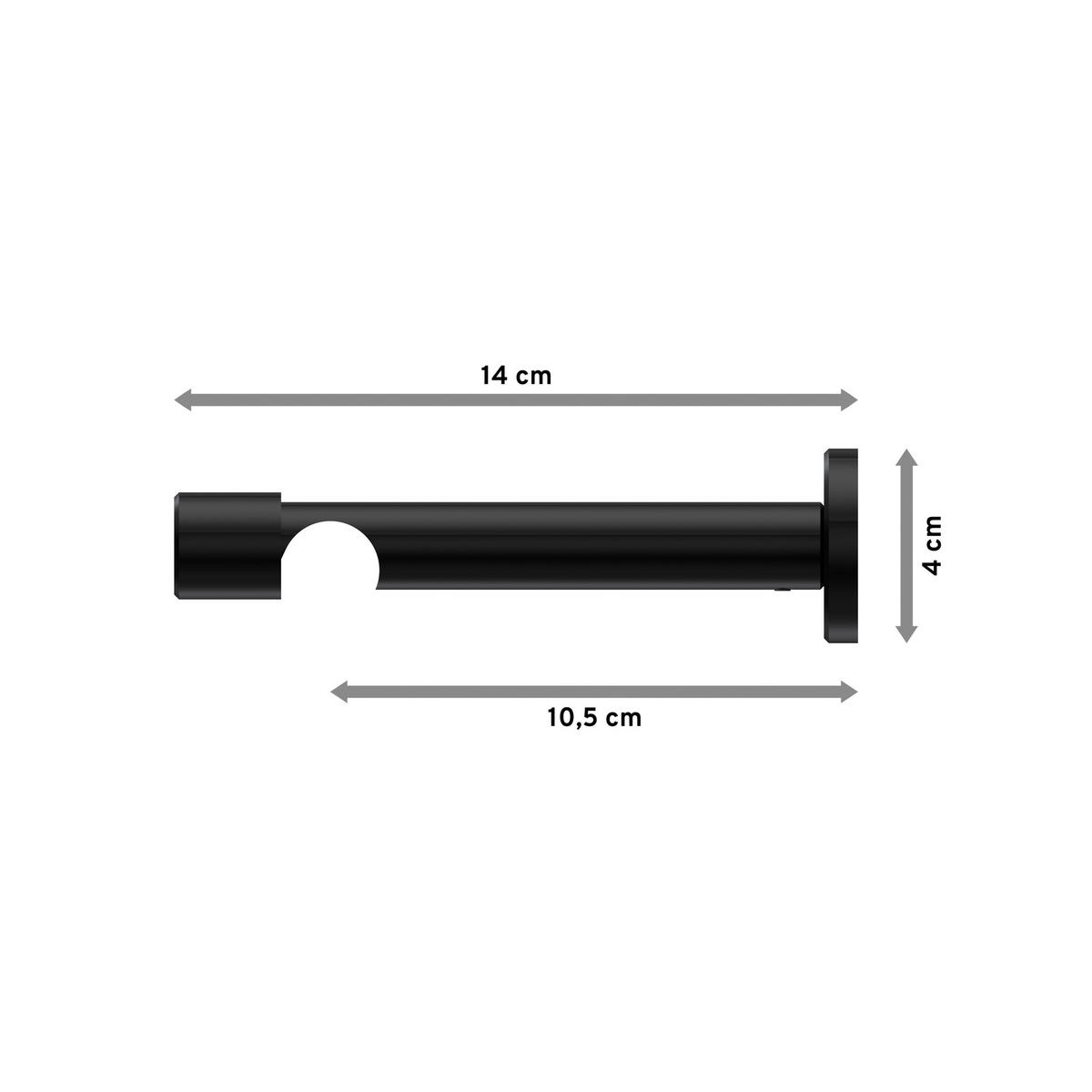 TRÄGER FÜR GARDINENSTANGEN 20 mm Ø, Prestige 1-läufig, Schwarz - Schwarz, Metall (13.7/4/4cm) - INTERDECO