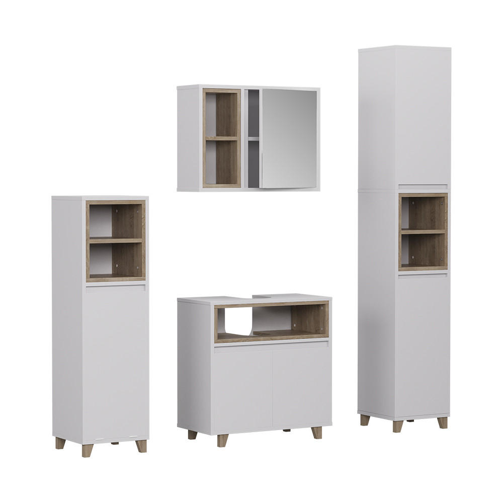 SET MOBILIER BAIE Elnor, Alb/stejar, 4 piese