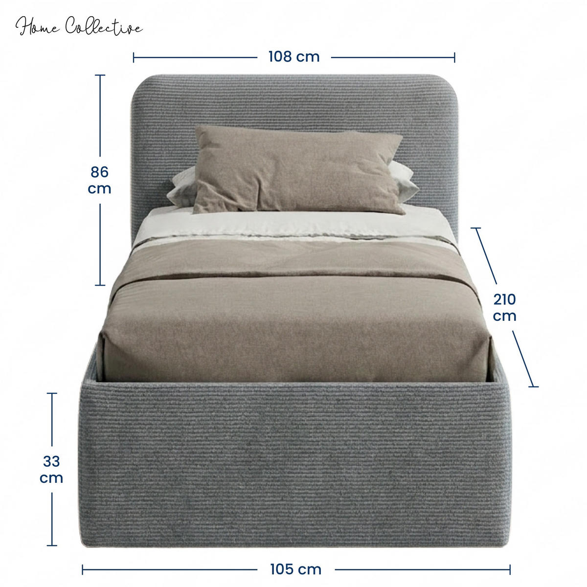 POSLTERBETT mit Bonnell-Matratze 100x200 cm in Grau - Grau, Holzwerkstoff/Textil (100/200cm) - Home Collective