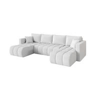 SEDACÍ SOUPRAVA DO U s funkcí spaní a úložným prostorem GARD-U 300x146x85 bílá bouclé - bílá/černá, kompozitní dřevo/textil (300/85/146cm) - ALTDECOR