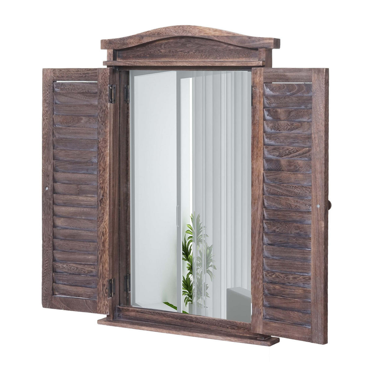 WANDSPIEGEL MIT FENSTERLÄDEN Dunkelbraun - Dunkelbraun, Holz (46/71/5cm) - MCW