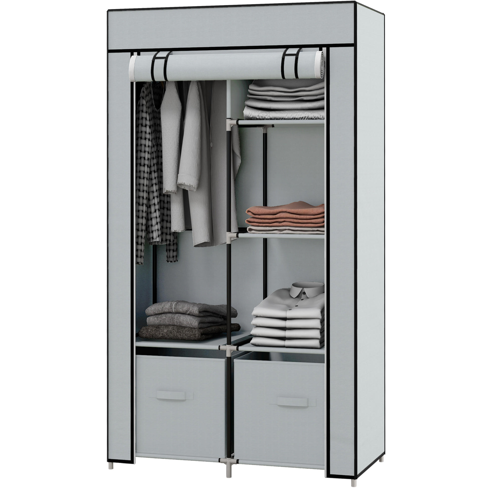 KLEIDERSCHRANK 83/42,5/162,5 cm hellgrau aus Stahl mit Fächern - Hellgrau, Metall (42.5/162.5/83cm) - OKWISH