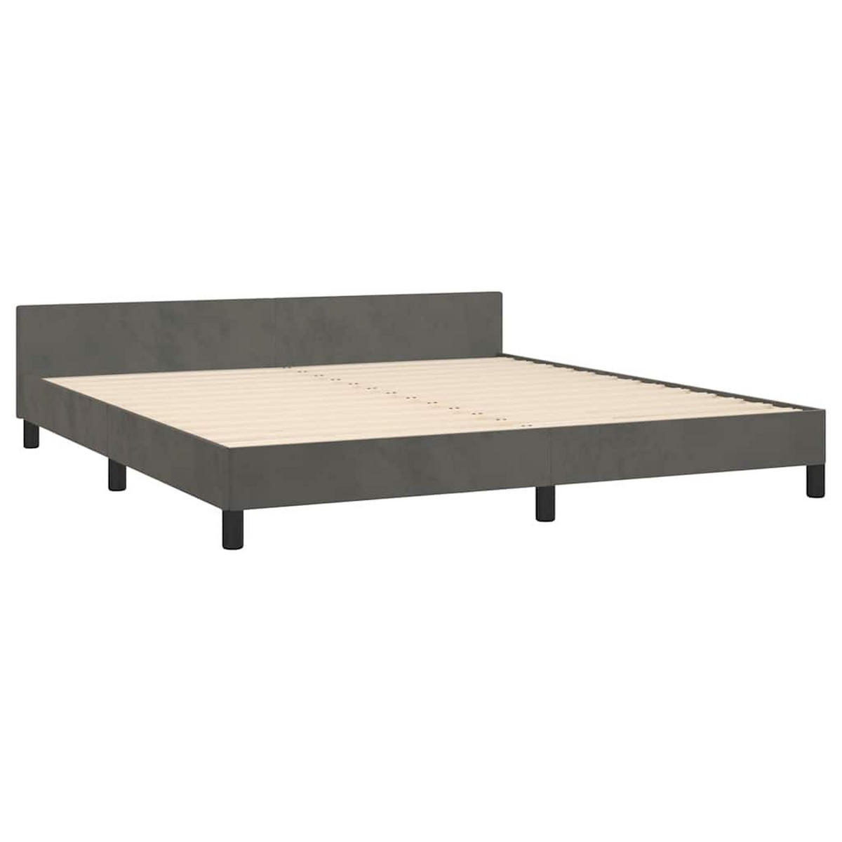 BETTGESTELL ohne Matratze Dunkelgrau 160x200 cm Samt - Grau, Textil - furnicato