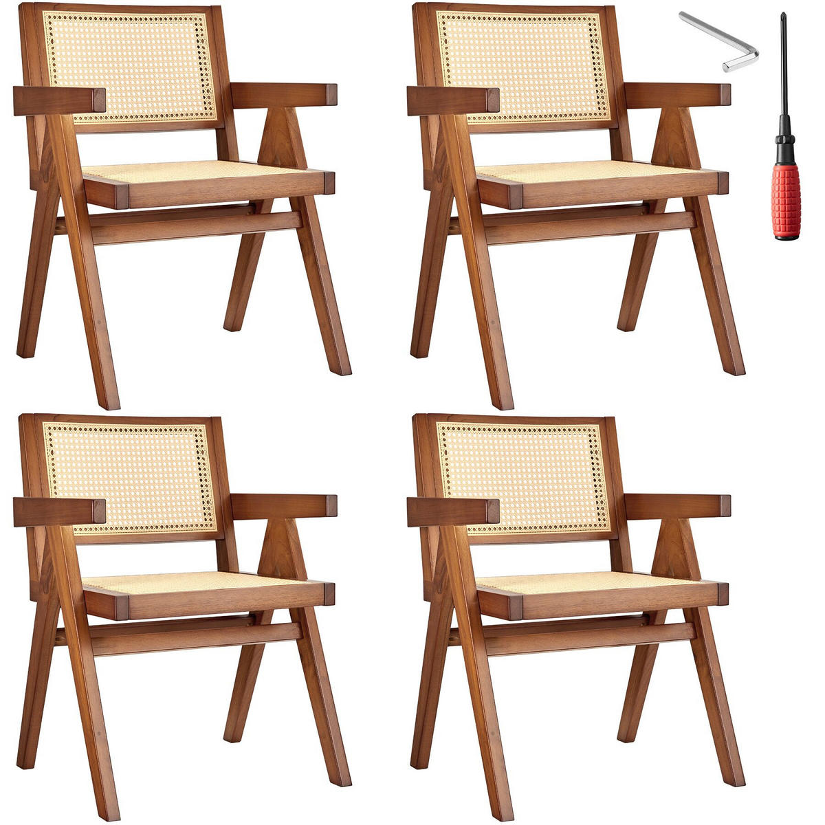 ARMLEHNSTUHL 4er Set Lissy,59 x 56,5 x 82,5 cm, Belastbarkeit 120 kg,Eiche dunkel - Wildeiche, Holz (59.5/82.5/56.5cm) - tectake