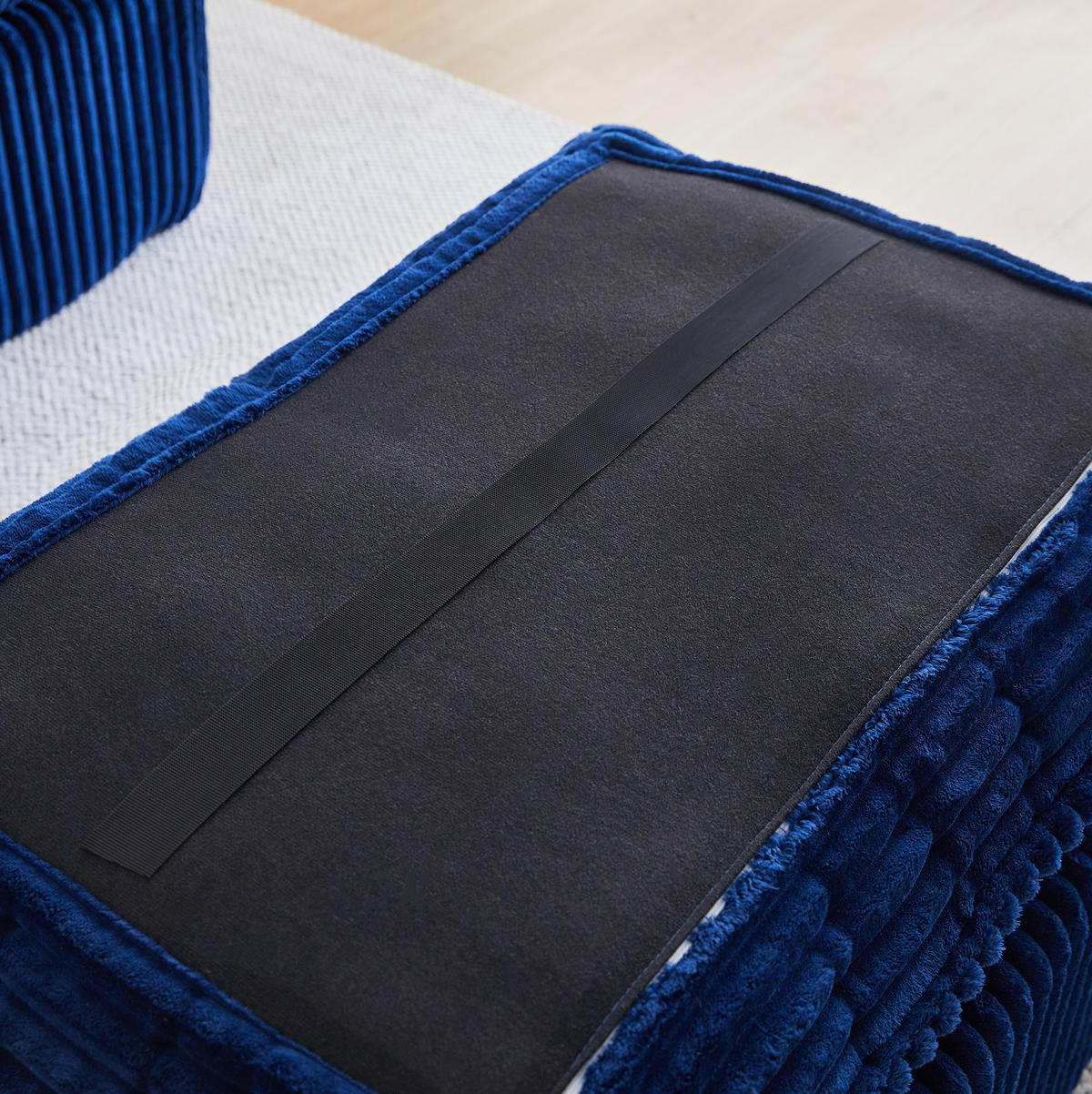 SESSEL mit Hocker 115 x 89 x 77 cm Stoff Blau 2-tlg. - Blau, Kunststoff (89/77/115cm) - Meubliv