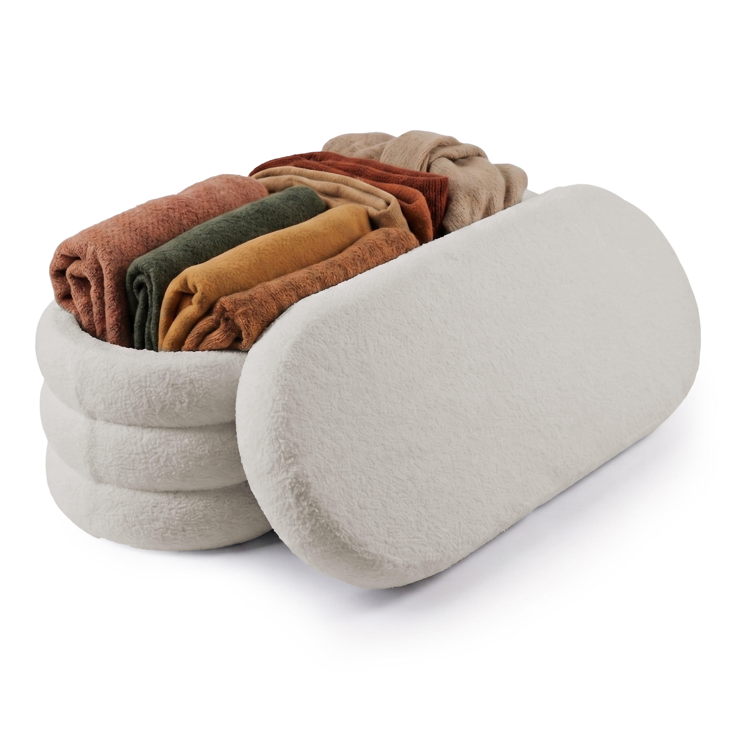 Relaxdays LAVICE Krémová teddy potah s úložným prostorem 42x110x45 cm